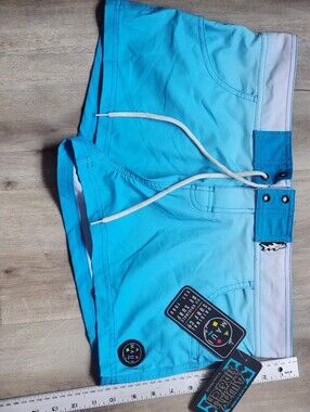 MAUI and SONS BOARD SHORTS Aqua Gradient Swim Trunks with Drawstring